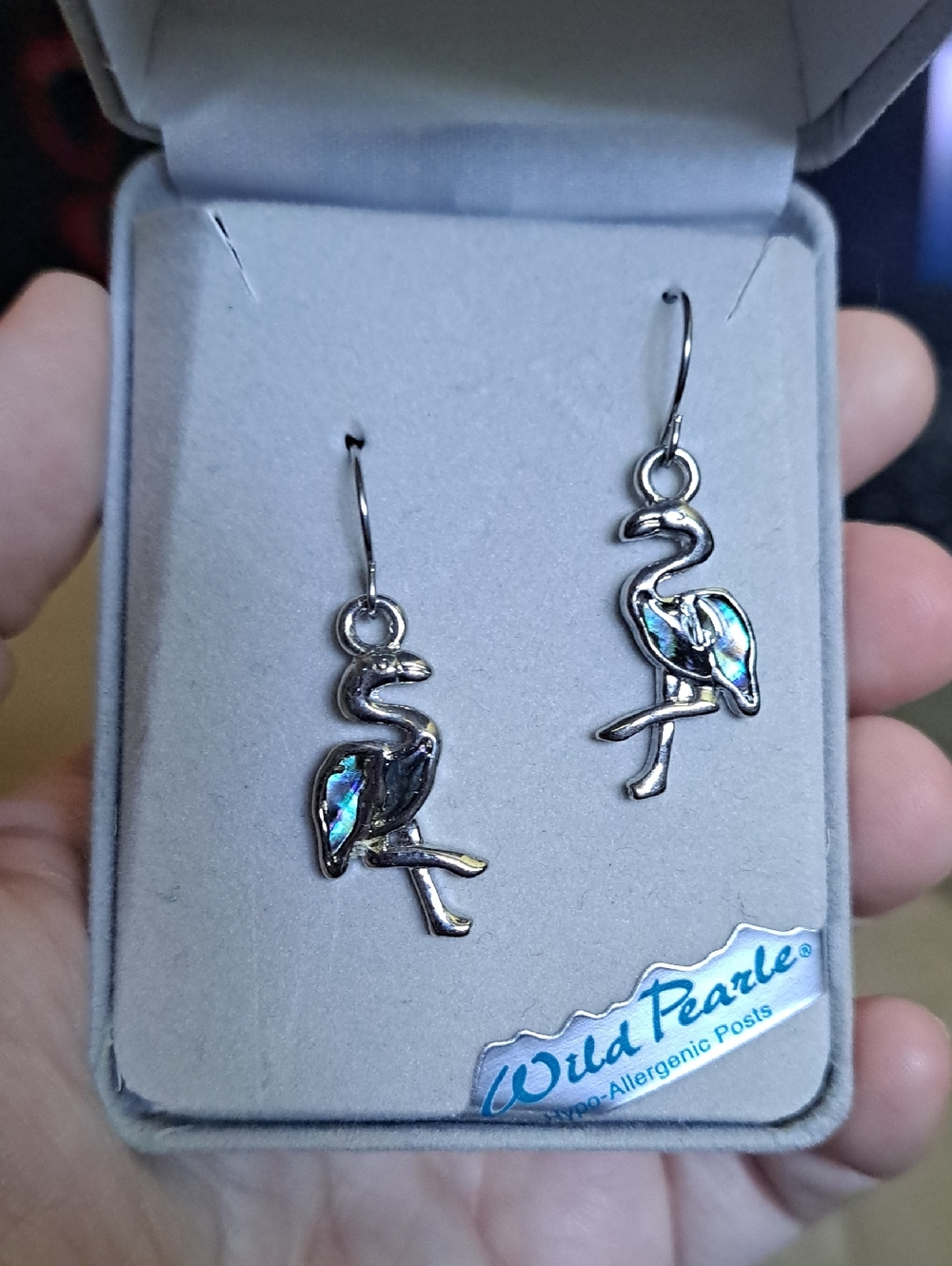 NIB Abalone Flamingo Earrings